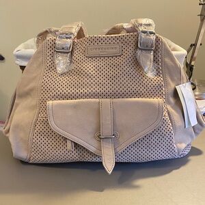 Liebeskind Perforated Leather Tote with Front Flap Pocket